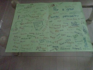 Thank you card from students